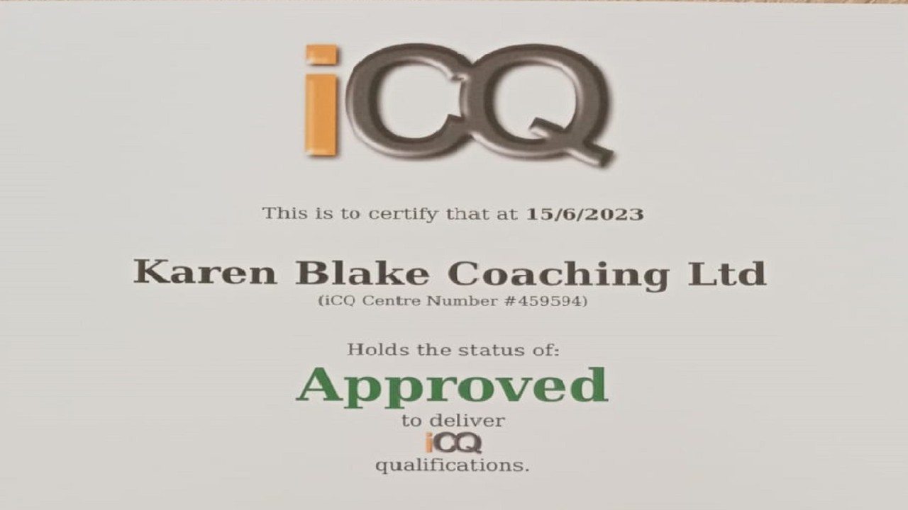 Exciting news! Karen Blake Coaching achieves iCQ Registered Centre