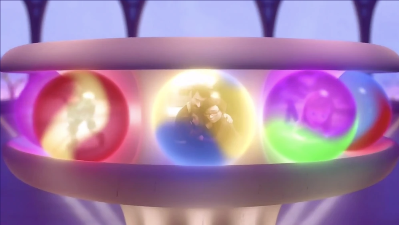 Multicolored balls from the movie Inside Out, which demonstrates how many core memories are a mix of different emotions