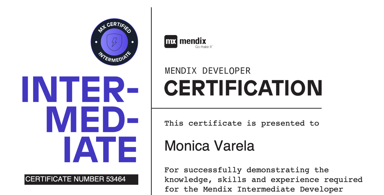 Mendix Intermediate Certification Mendix Intermediate Certification