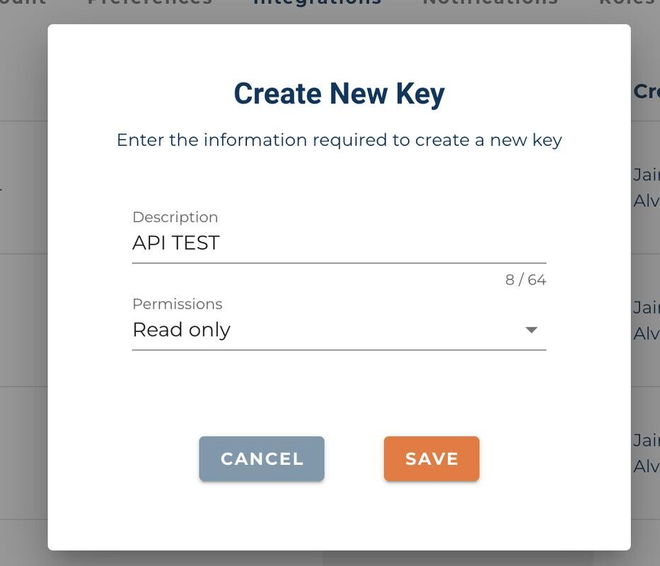 Create API keys in Eskuad