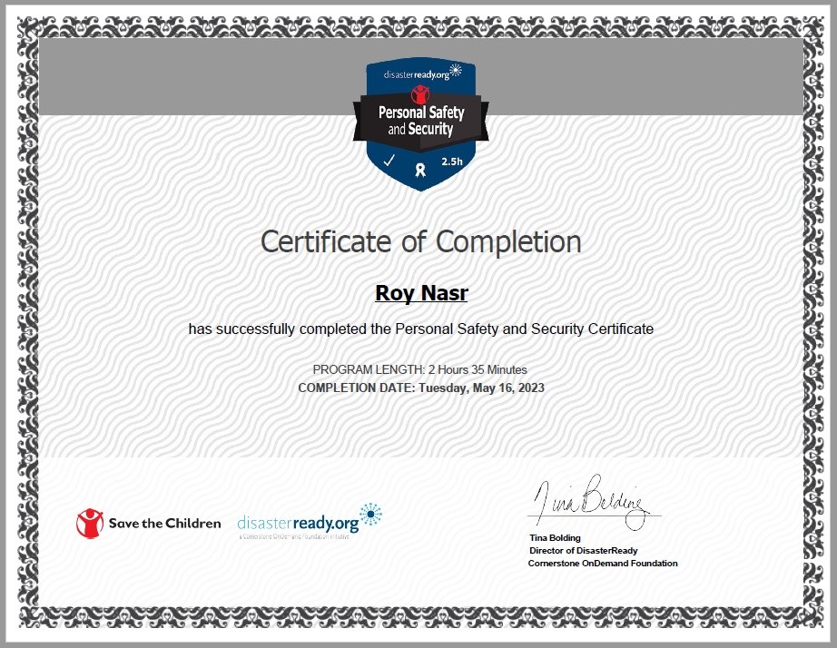 Certificate of Completion Certificate of Completion