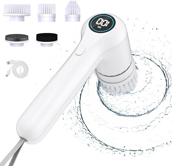 Electric Spin Scrubber, E Spin Power Scrubber Cleaning Brush for  Bathroom,Kitchen,Wall, Dish,Oven