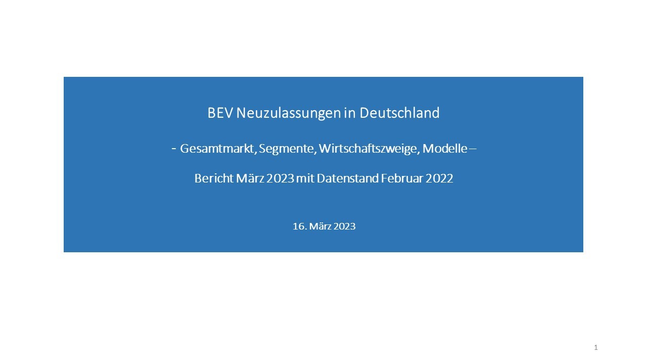 Der Markt für batterie-elektrische Pkw im Februar 2023 in Deutschland
