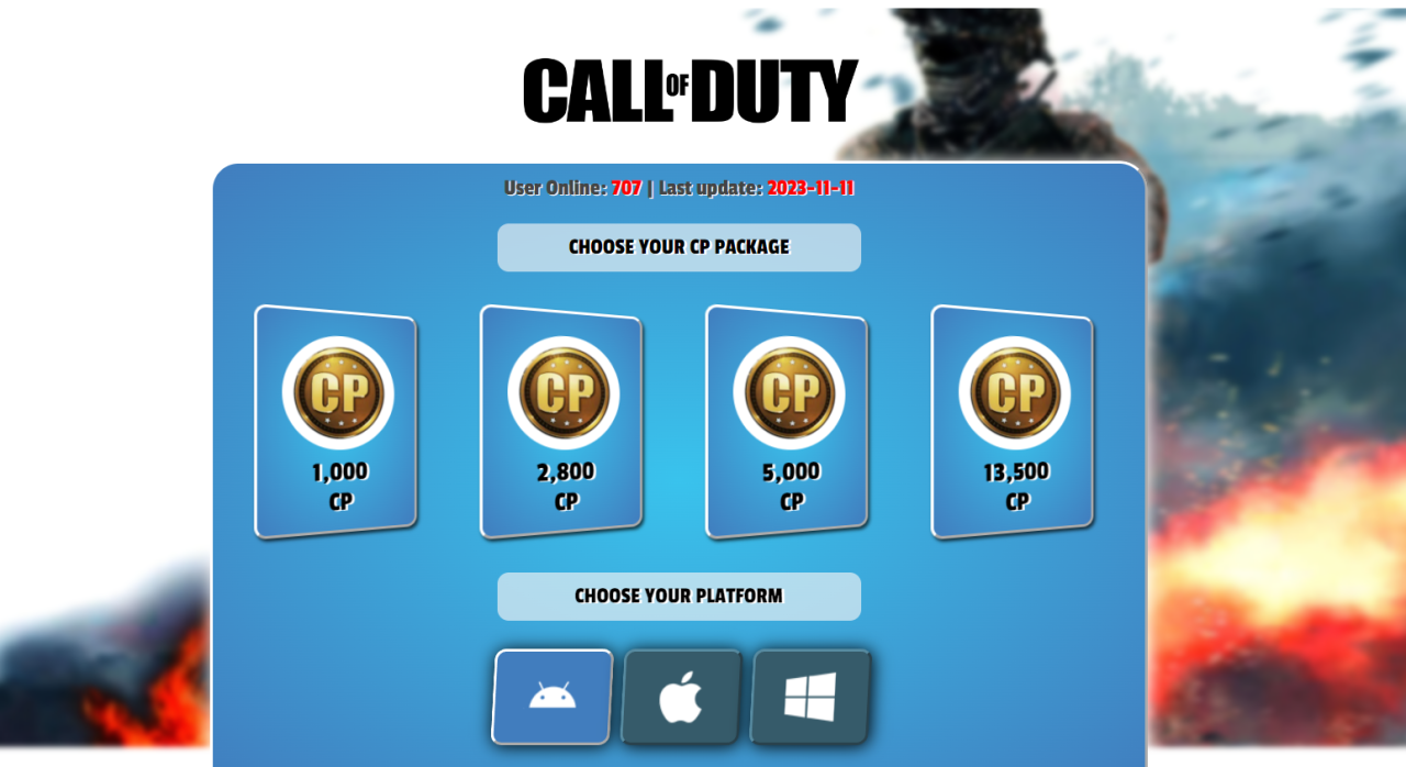 FREE Call Of Duty Mobile Cp Credits Generator 2023-2025