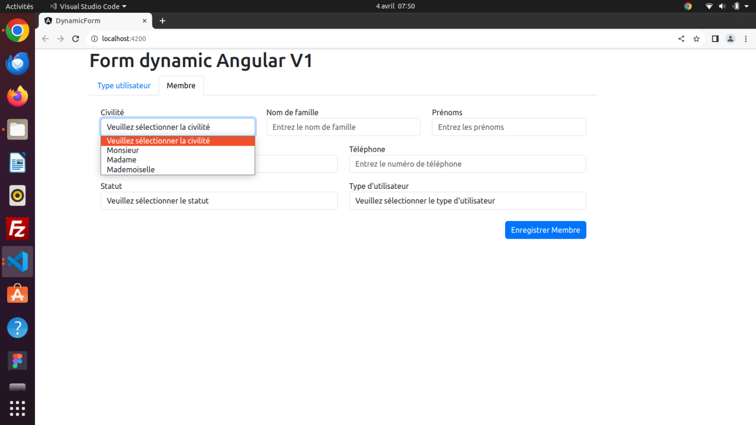 Création d'un formulaire dynamique avec Angular