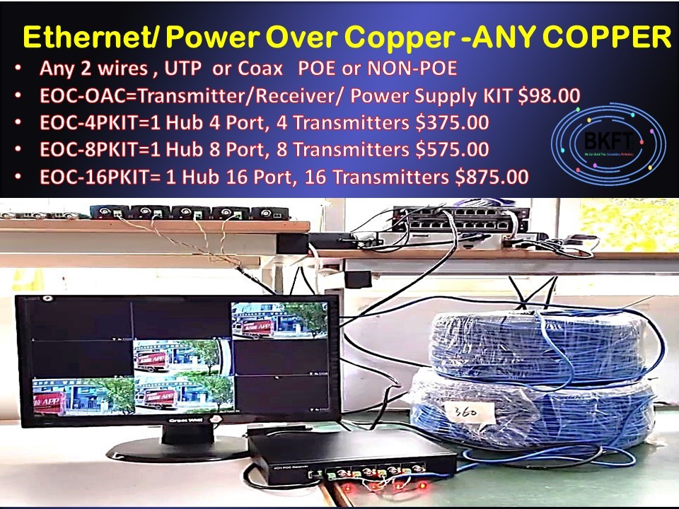 IP & Power Over Coax or ANY 2 COPPER WIRES