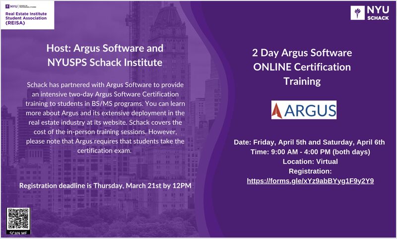 REISA at NYU SPS Schack Institute of Real Estate on LinkedIn: 🚀 Argus REISA at NYU SPS Schack Institute of Real Estate on LinkedIn: 🚀 Argus