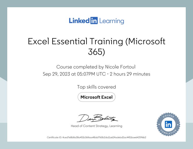 Nicole Fortoul on LinkedIn: Certificate of Completion