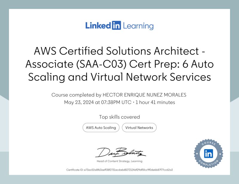 HECTOR ENRIQUE NUNEZ MORALES on LinkedIn: Certificate of Completion HECTOR ENRIQUE NUNEZ MORALES on LinkedIn: Certificate of Completion