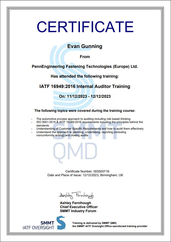 Evan Gunning on LinkedIn: I am delighted to share I have completed IATF Evan Gunning on LinkedIn: I am delighted to share I have completed IATF
