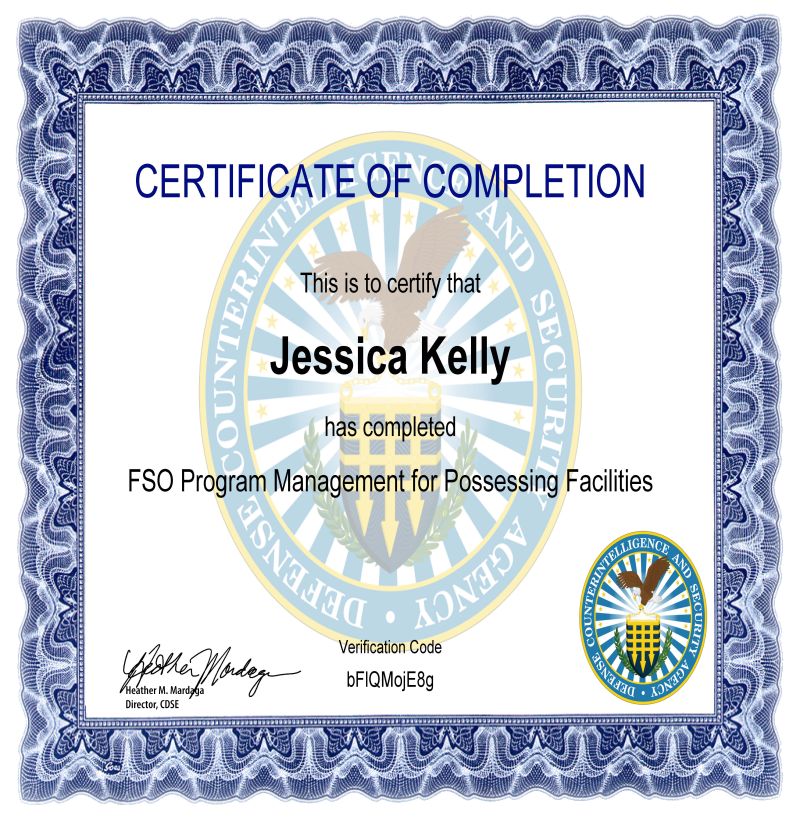 Jessica Kelly on LinkedIn: Completed all of the FSO certification Jessica Kelly on LinkedIn: Completed all of the FSO certification
