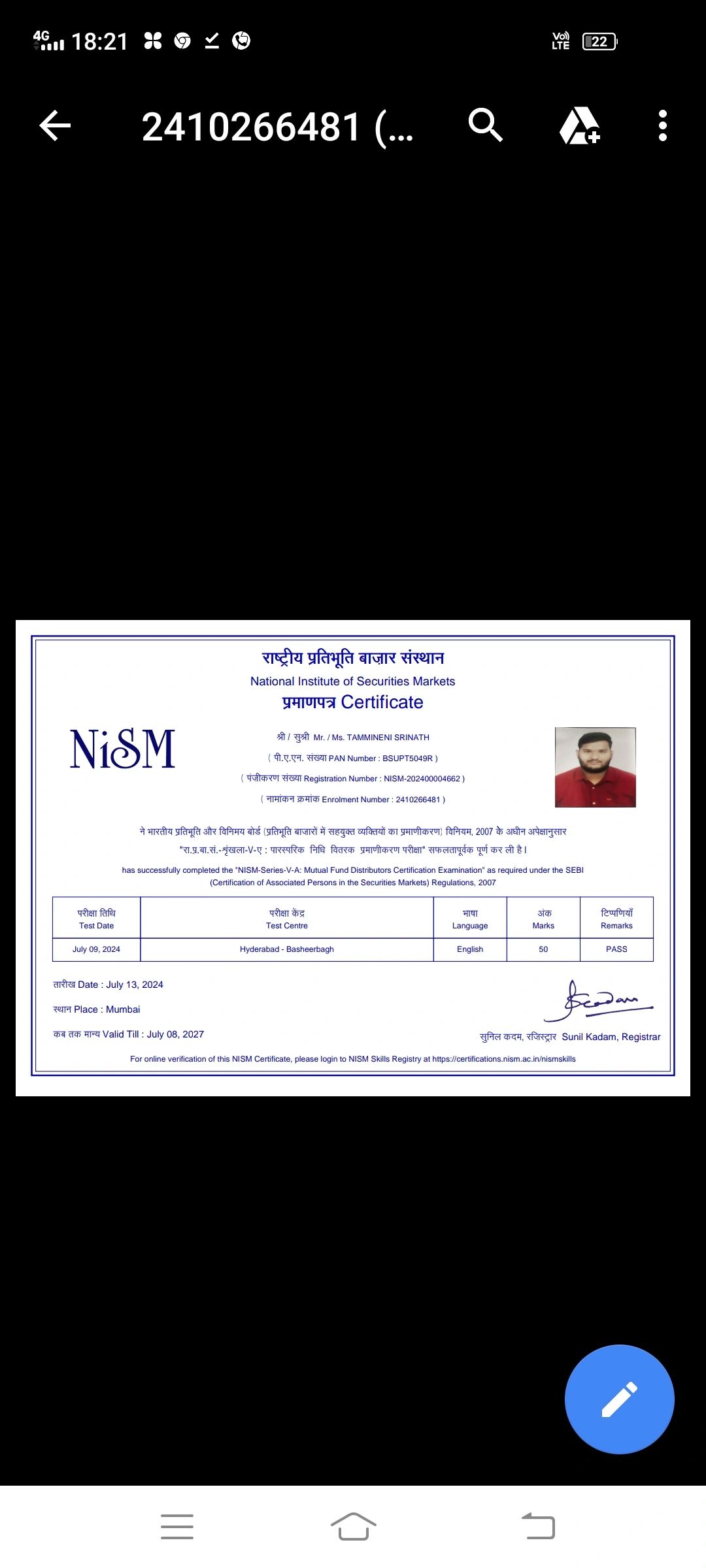 srinath Tammineni on LinkedIn: iam competed the nism series 5 exam srinath Tammineni on LinkedIn: iam competed the nism series 5 exam