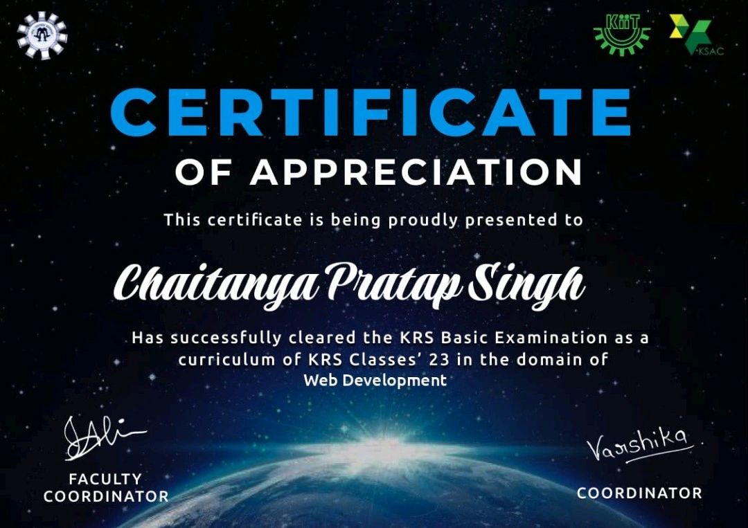 Chaitanya Pratap Singh on LinkedIn: #webdevelopment #certification # Chaitanya Pratap Singh on LinkedIn: #webdevelopment #certification #