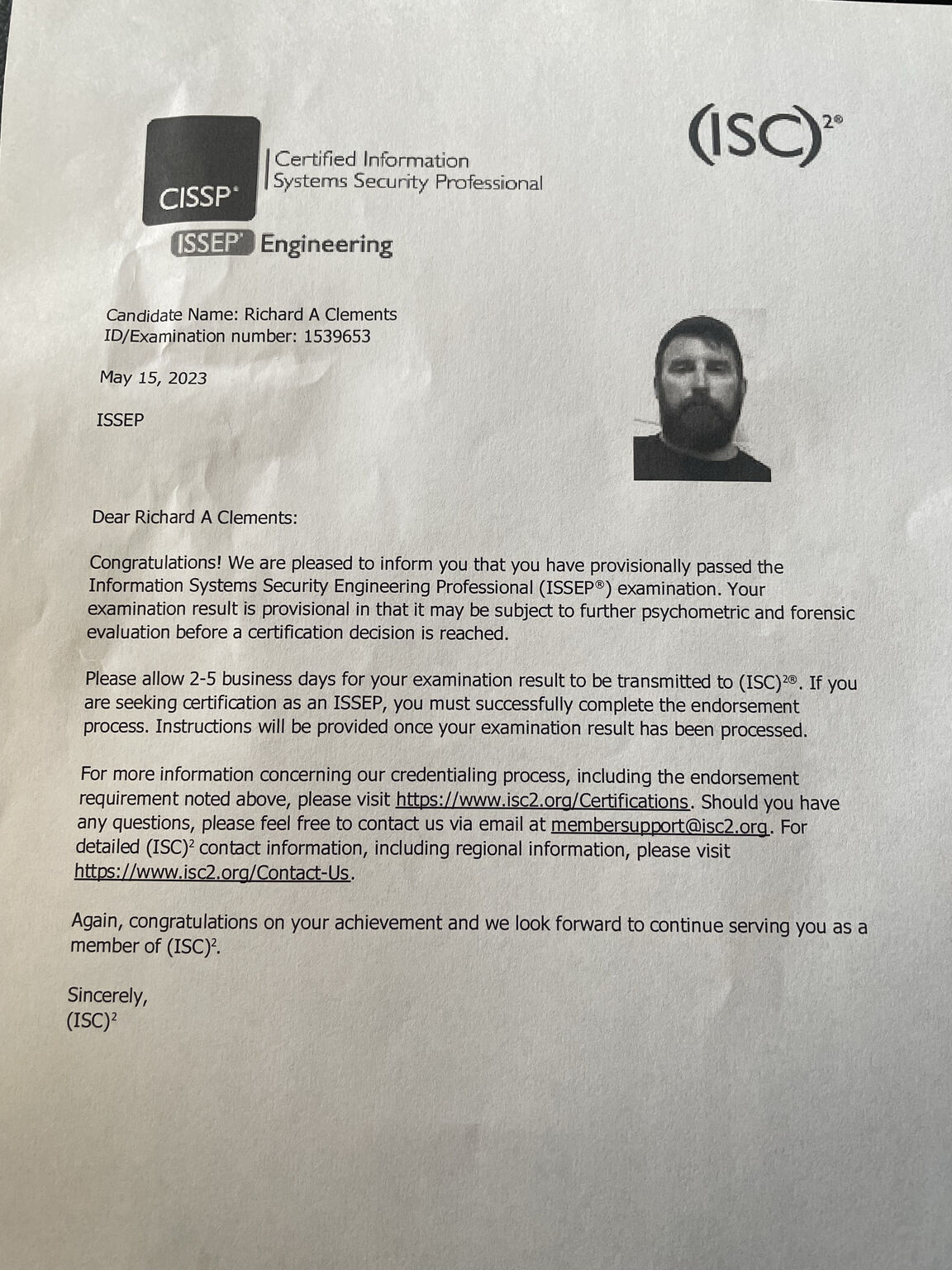 Richard Clements CISSP ISSEP ISSMP GSLC on LinkedIn: Passed the Richard Clements CISSP ISSEP ISSMP GSLC on LinkedIn: Passed the