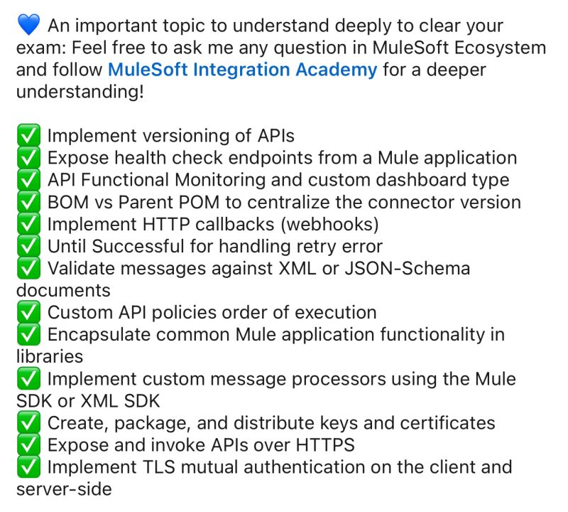 MuleSoft Integration Academy on LinkedIn: Important post on MCD Level 2 MuleSoft Integration Academy on LinkedIn: Important post on MCD Level 2