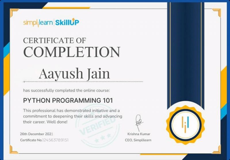 Aayush Jain on LinkedIn: I m happy to share that I ve obtained a new Aayush Jain on LinkedIn: I m happy to share that I ve obtained a new