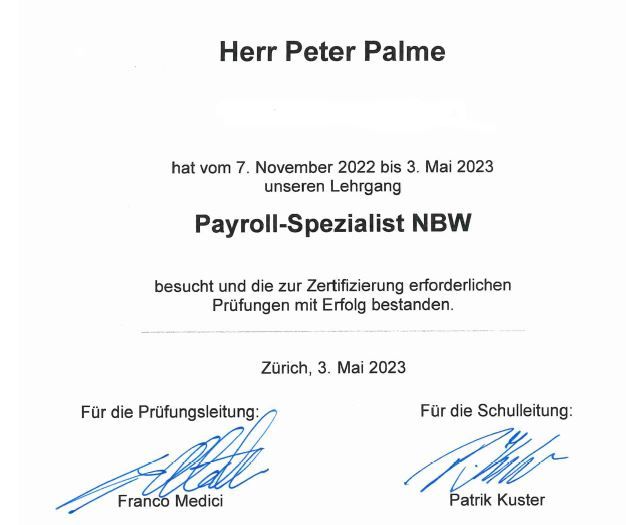 Peter Palme 高 彼特 on LinkedIn: Swiss Payroll Specialist Certification Peter Palme 高 彼特 on LinkedIn: Swiss Payroll Specialist Certification