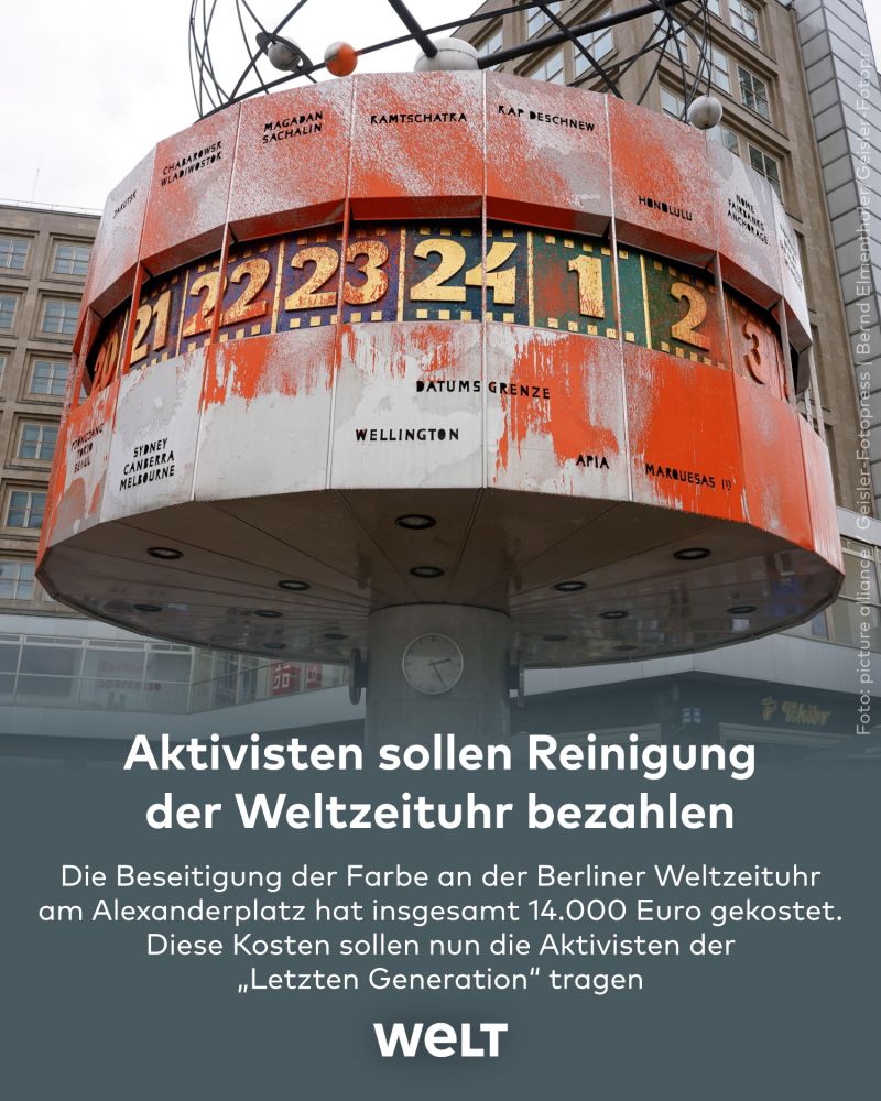Welt auf LinkedIn: Die Beseitigung der Farbe an der Berliner Weltzeituhr am  Alexanderplatz…