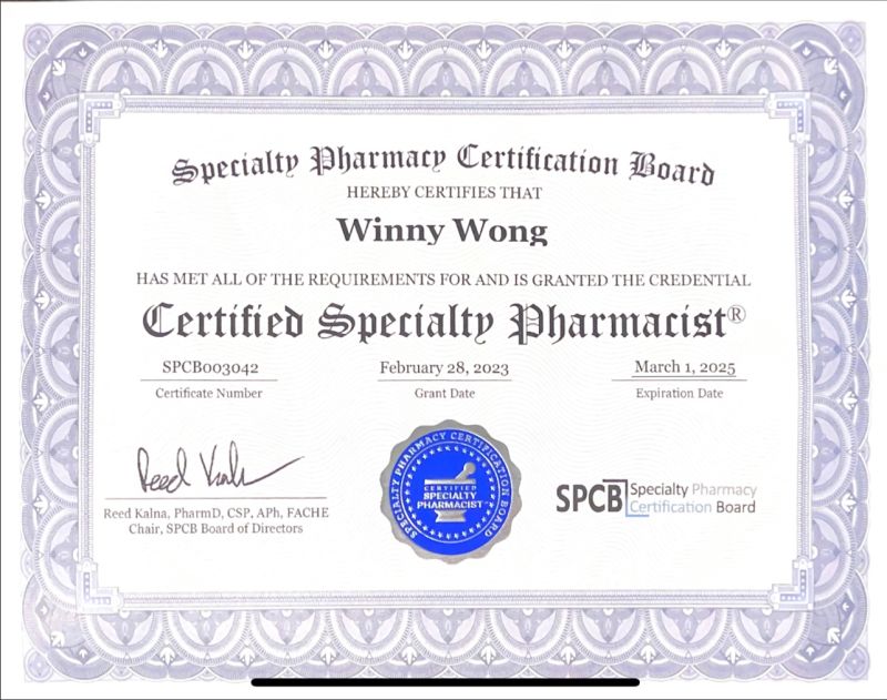 Winny Wong BS PharmD CSP AAHIVP on LinkedIn: Another certification Winny Wong BS PharmD CSP AAHIVP on LinkedIn: Another certification