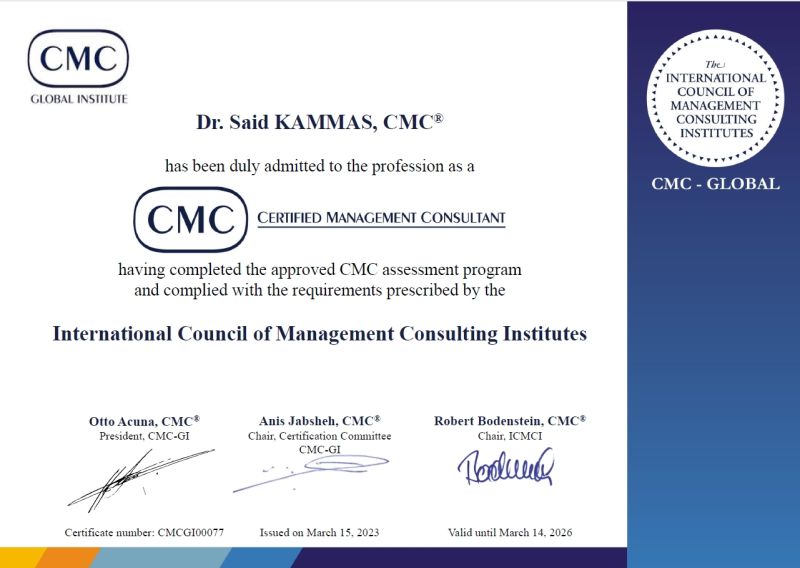 KAMMAS SAID on LinkedIn: I m very honored to earn the CMC Certified KAMMAS SAID on LinkedIn: I m very honored to earn the CMC Certified