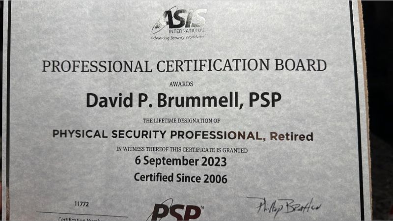 David Brummell CPP PSP SAPPC CCITP on LinkedIn: Received my David Brummell CPP PSP SAPPC CCITP on LinkedIn: Received my