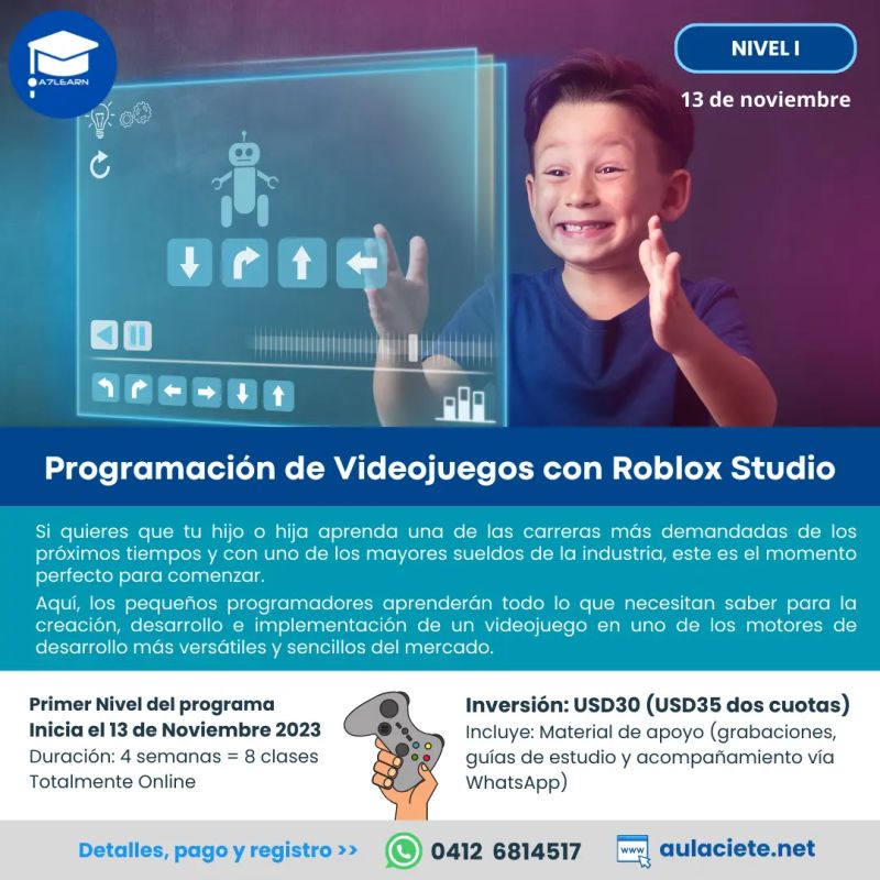 Raymond Marquina en LinkedIn: Programación de Videojuegos con Roblox Studio  – Nivel I