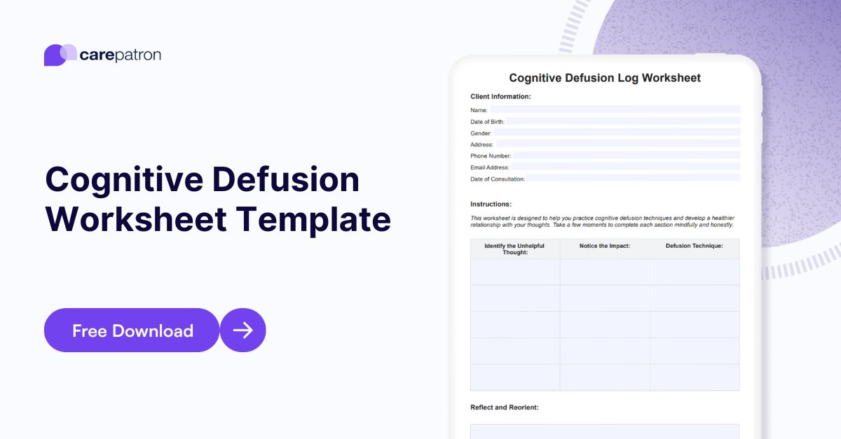Carepatron on LinkedIn: Cognitive Defusion Worksheet Example Free Carepatron on LinkedIn: Cognitive Defusion Worksheet Example Free