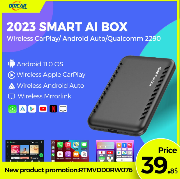 Smart Ai Box TV Box Android Auto Wireless Apple Carplay Adapter Iptv 2023  Netflix  Ios16