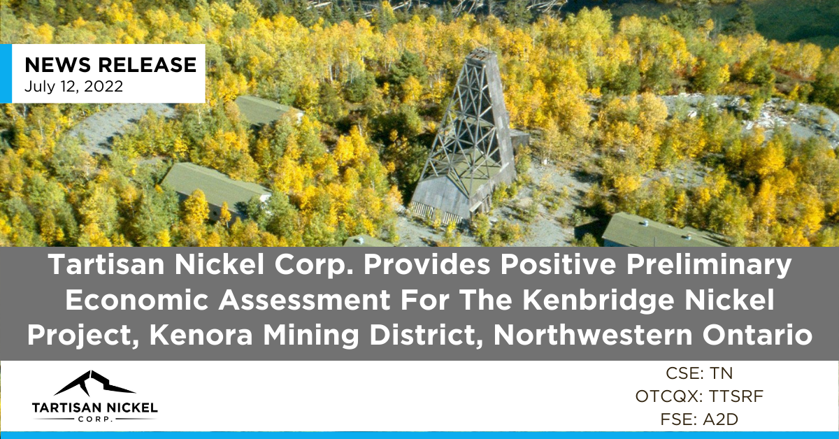 Tartisan Nickel Corp. Provides Positive Preliminary Economic