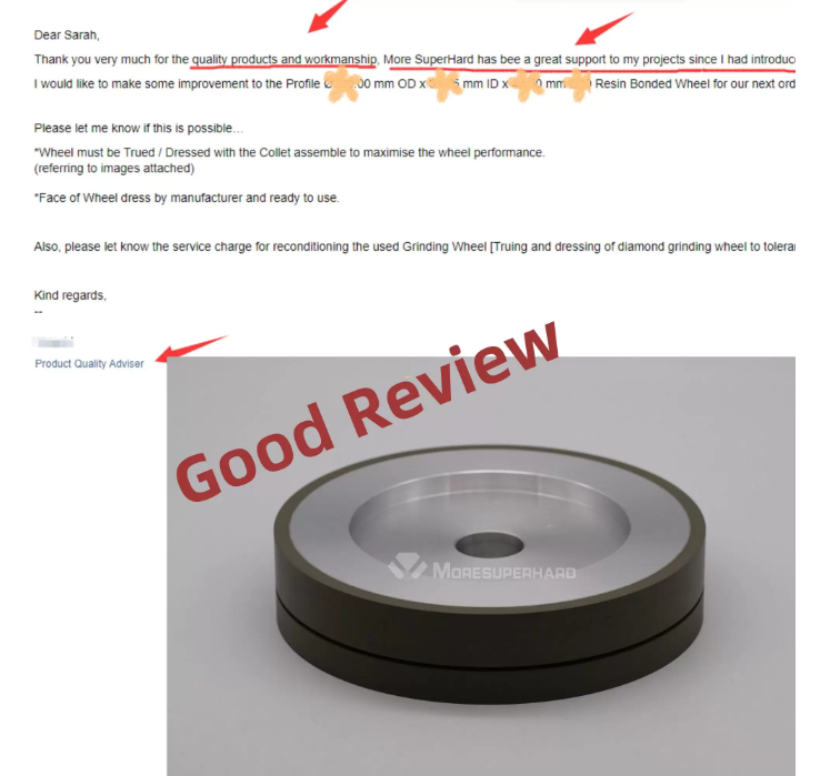 Good Review of resin bonded diamond grinding wheel for glass part