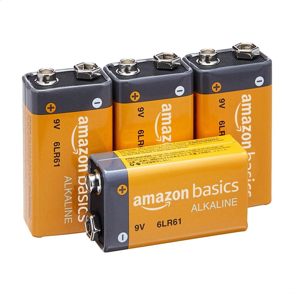 Amazon Basics 4-Pack 9 Volt Alkaline Everyday Batteries