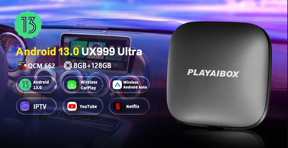 Carplay Android Tv Box 13 System 2023 Netflix Iptv Android Auto Wireless  UX999 Ultra QCM662 8GB