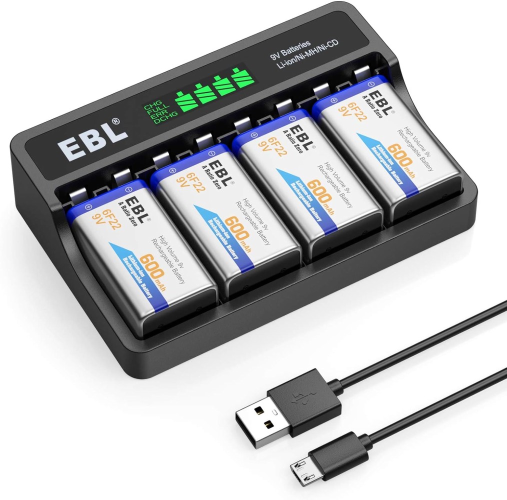 EBL 9V Li-ion Rechargeable Batteries