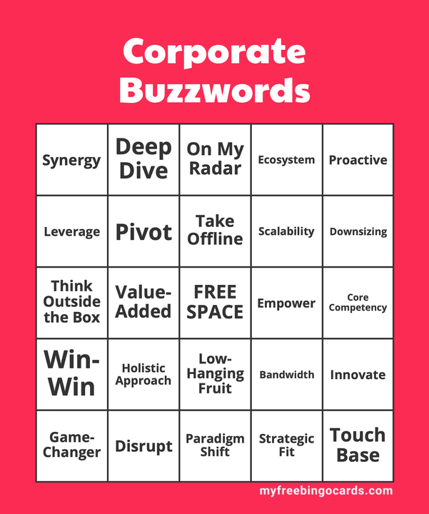 What Corporate Buzzwords Really Mean: A Humorous Translation Guide and Bingo Card