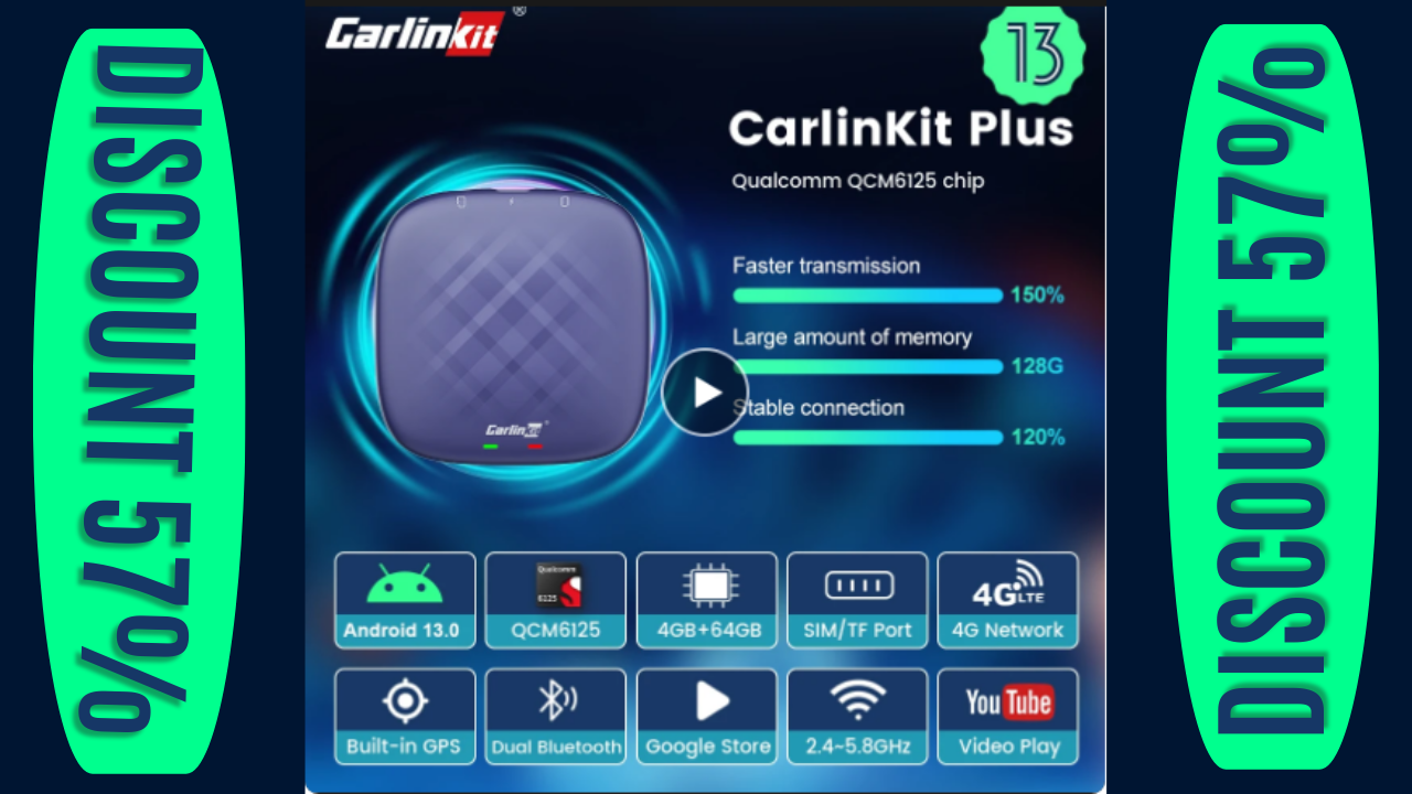 CarlinKit CarPlay Ai Box Android 13 Plus QCM6125 8-core Wireless Android  Auto&Apple CarPlay Netflix TV