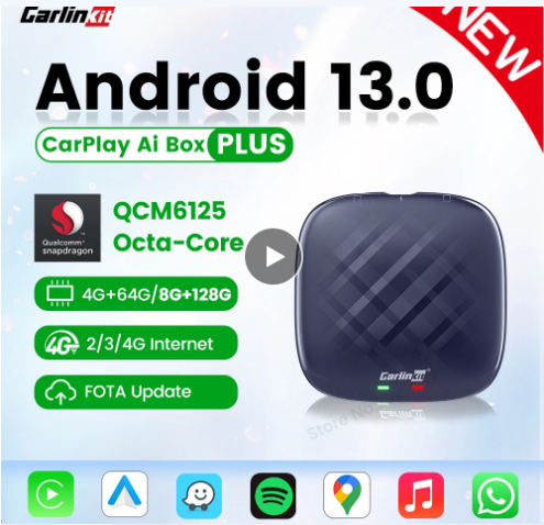 CarlinKit CarPlay Ai TV Box Android 13 QCM6125 Wireless CarPlay Android  Auto Apple Car Play Streaming