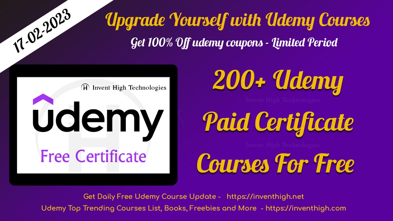 300  Free udemy certificate courses 100% Free 17/02/23 300  Free udemy certificate courses 100% Free 17/02/23