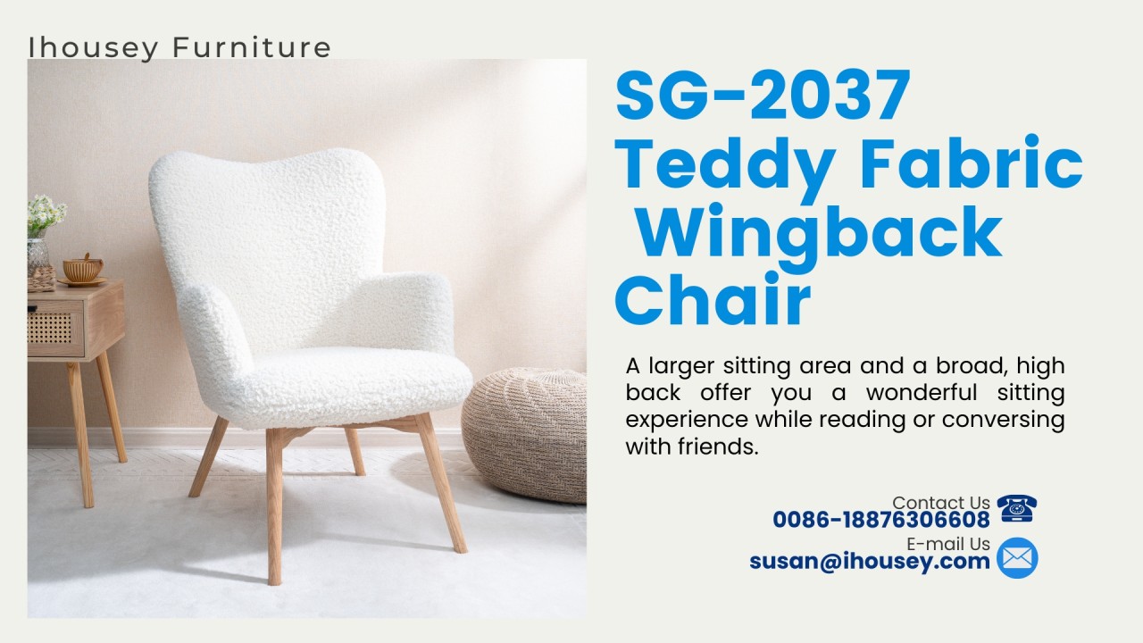 Teddy Fabric Wingback Chair with Soft Padded Cozy Armchair