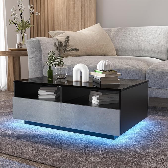 Hommpa Led Coffee Table With 4 Drawers