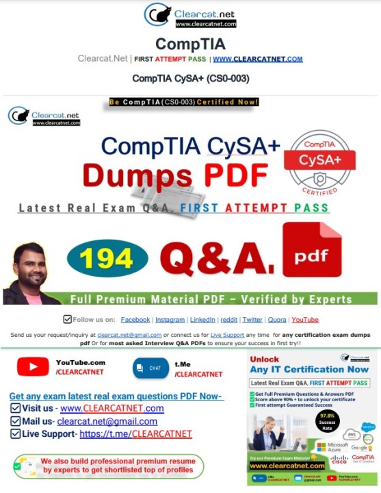 CS0 003 Exam Latest Actual Q A FIRST ATTEMPT PASS Success Rate : 98 CS0 003 Exam Latest Actual Q A FIRST ATTEMPT PASS Success Rate : 98