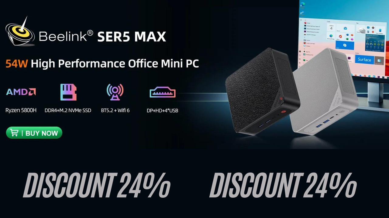 Beelink Ryzen 7 5800H SER5 Max Pro Mini PC AMD DDR4 16GB RAM 500GB SSD 5500U