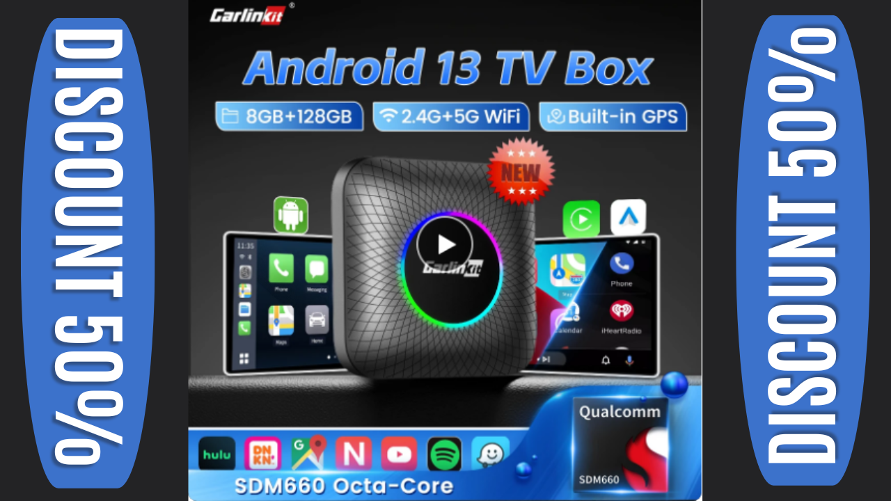 SDM660 CarlinKit CarPlay Ai Box Android 13 TV Box for Netflix Wireless  CarPlay Android Auto 4GLTE