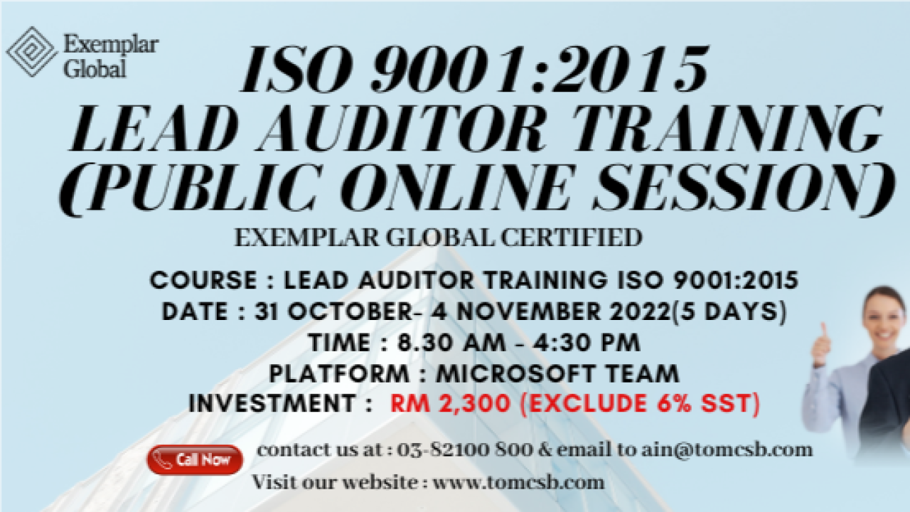 LEAD AUDITOR TRAINING ISO 9001:2015 - EXEMPLAR GLOBAL CERTIFICATION ...