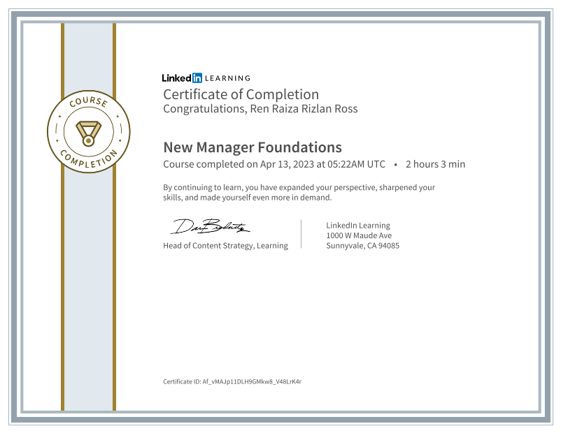 Ren Raiza Rizlan Ross on LinkedIn: Certificate of Completion