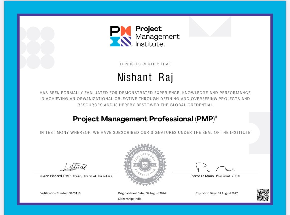 Nishant Raj PMP ASFA on LinkedIn: #pmp #projectmanagement # Nishant Raj PMP ASFA on LinkedIn: #pmp #projectmanagement #
