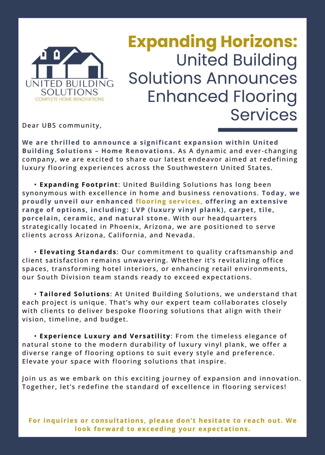 United Building Solutions on LinkedIn: United Building Solutions Home United Building Solutions on LinkedIn: United Building Solutions Home