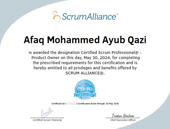 Afaq Qazi on LinkedIn: #csppo #scrumalliance #certification # Afaq Qazi on LinkedIn: #csppo #scrumalliance #certification #