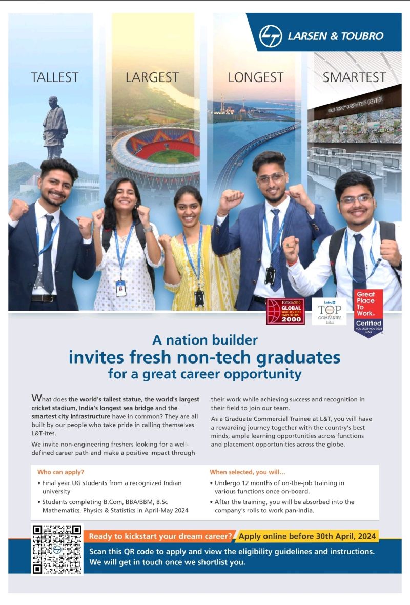 Current L&T Career Opportunities for Fresh Non-Tech Graduates