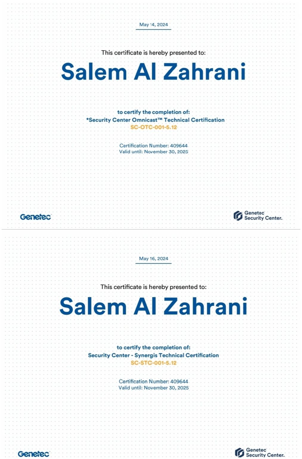 Eng Salem Al Zahrani (C OTC Genetec C ACS Genetec PMA C LENEL S2 SSYB Eng Salem Al Zahrani (C OTC Genetec C ACS Genetec PMA C LENEL S2 SSYB