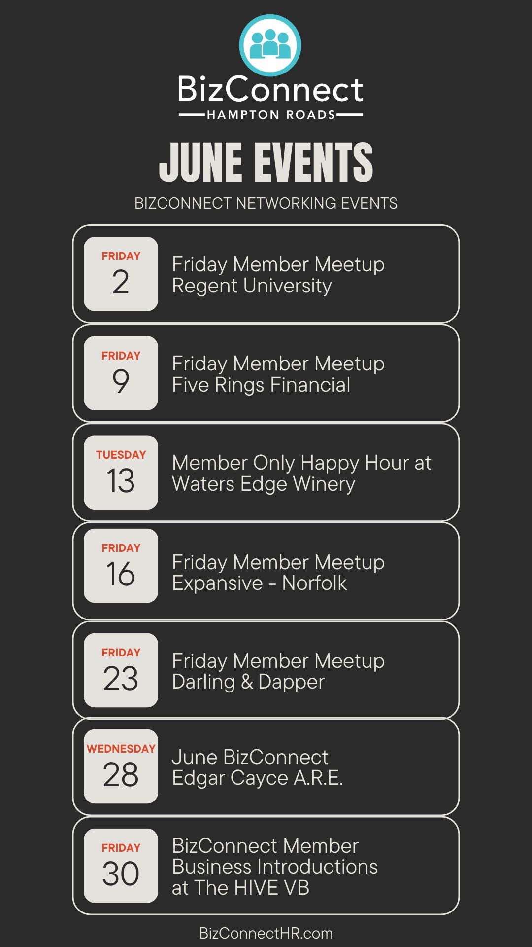 Laura Henderson on LinkedIn: The BizConnect Hampton Roads calendar is Laura Henderson on LinkedIn: The BizConnect Hampton Roads calendar is